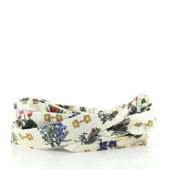 Gucci Floral Print Silk Headband in Ivory new with tags - Picture 1 of 3